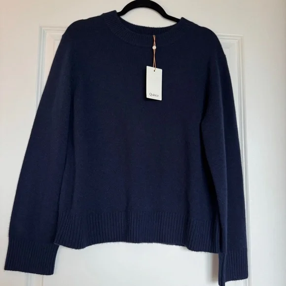 NWT! QUINCE Mongolian Cashmere Oversized Crewneck Sweater True Navy Size Medium - Picture 1 of 15